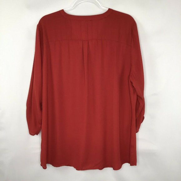 Maurices Zip Front Blouse 3/4 Sleeve XXL Red - Picture 7 of 7